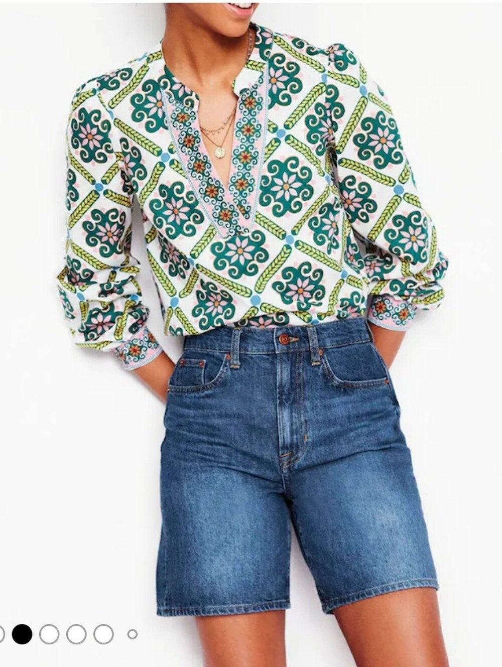 Boden Mid-thigh Denim Jean Shorts - Blue